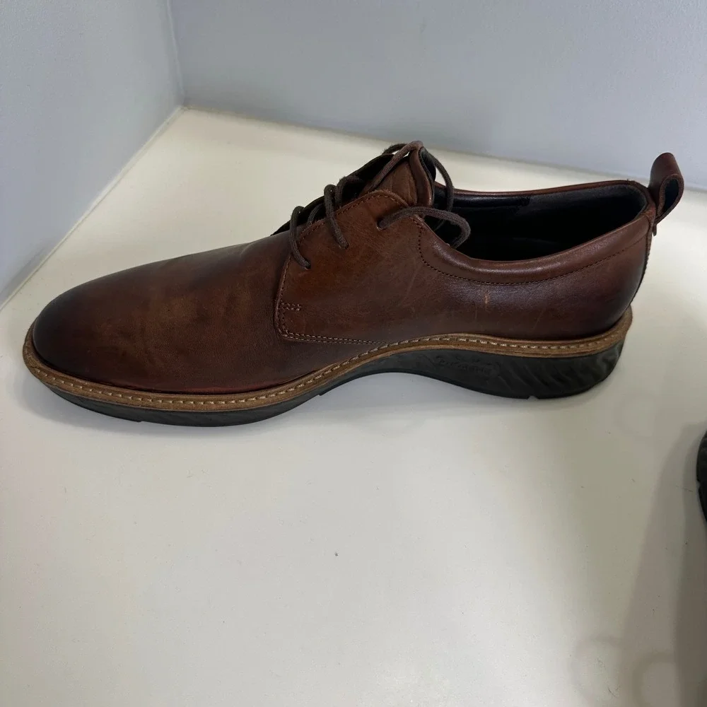 ECCO ST.1 Hybrid Lite Mens Brown Leather Plain Toe Derby Shoes Business Casual